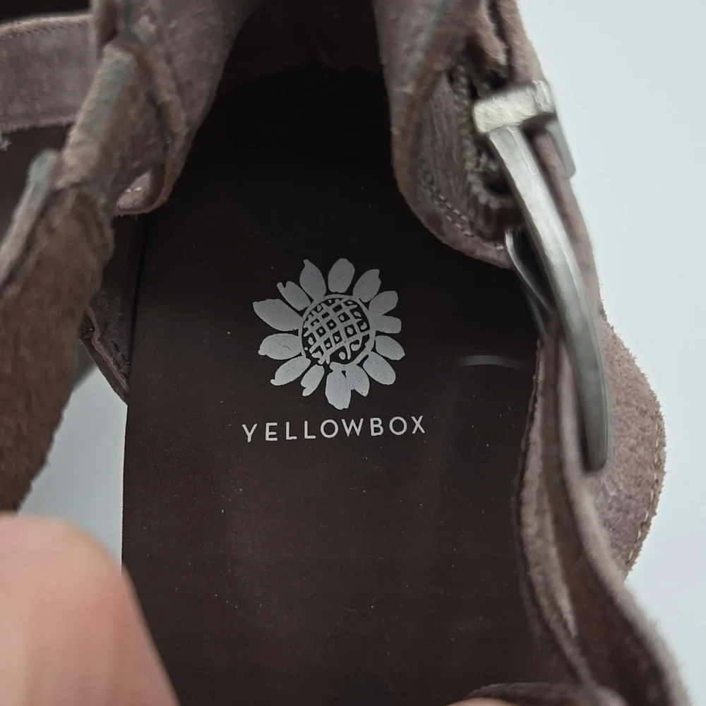 Yellowbox | Balera Taupe Suede Wedge Heel Ankle Booties Size 9